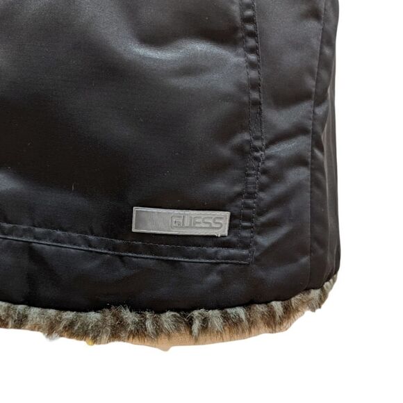 Guess Women's Reversible Full Zip Vest Black & Animal Print Faux Fur Size M - Picture 11 of 13